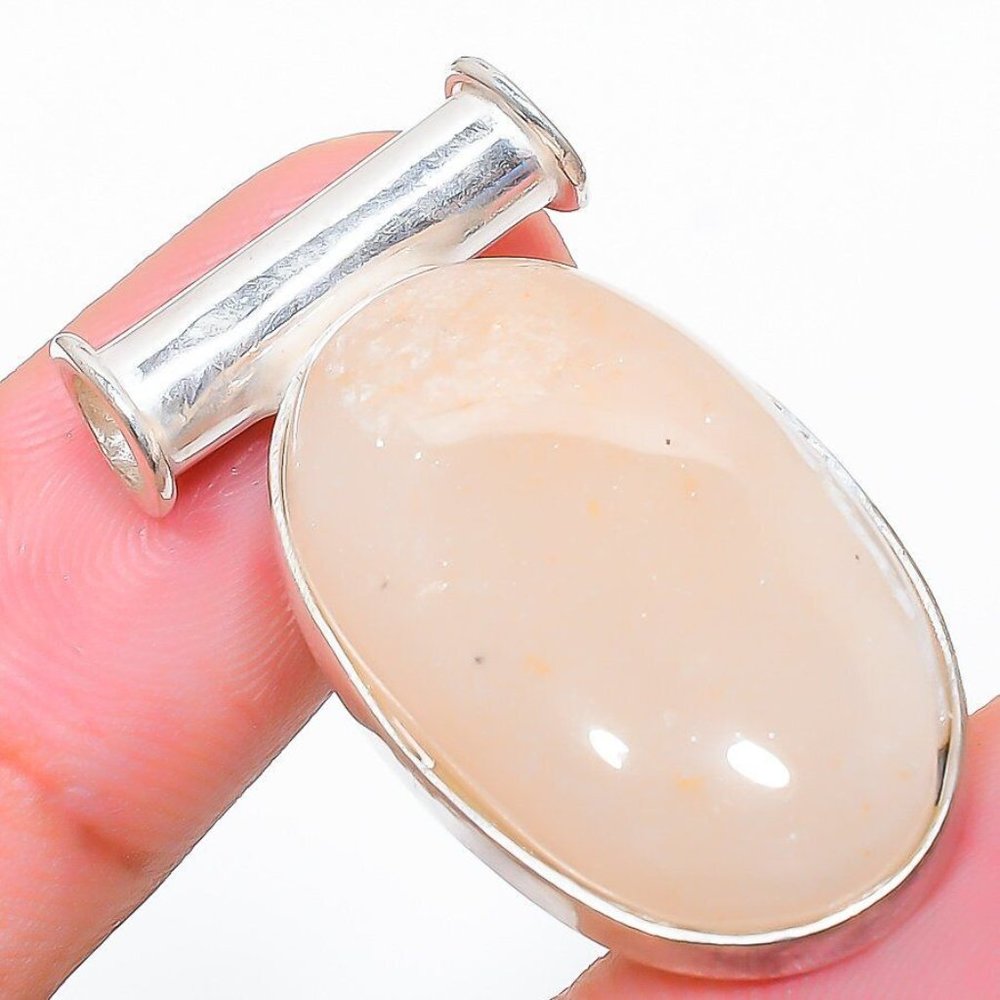 Handmade Rose Quartz Gemstone Set in 925 Sterling Silver Pendant 1.38", NWT - Picture 3 of 11